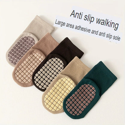 Six Pairs Autumn And Winter Large Area Dot Glue Baby Trampoline Socks, Baby Little Kids Non-slip Floor Socks Large Cartoon Strai - ZOOMNSTORE