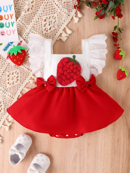 Baby One-Piece Dress – Summer Infant Apparel With Strawberry Dress Pattern - ZOOMNSTORE