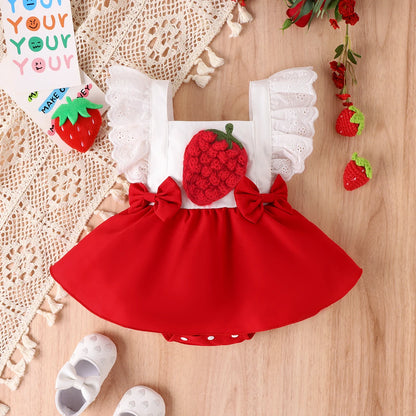 Baby One-Piece Dress – Summer Infant Apparel With Strawberry Dress Pattern - ZOOMNSTORE