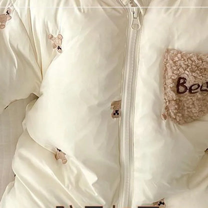Baby Onesie Winter - Soft Cotton Romper With Zipper Closure | Unisex Hooded Baby Outfit - ZOOMNSTORE
