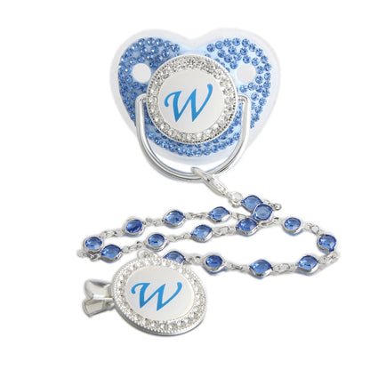Baby Pacifier Bling – Blue Silicone Orthodontic Nipple with Rhinestone Gem Chain - ZOOMNSTORE