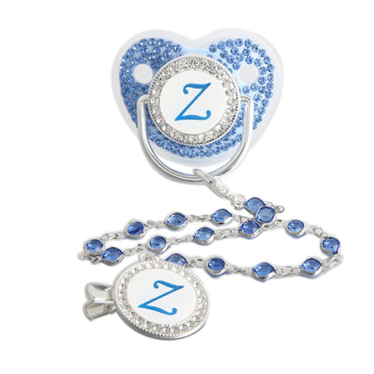 Baby Pacifier Bling – Blue Silicone Orthodontic Nipple with Rhinestone Gem Chain - ZOOMNSTORE