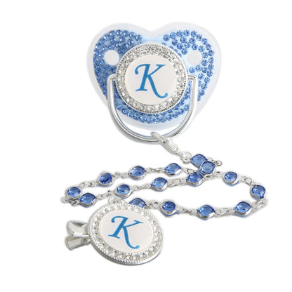 Baby Pacifier Bling – Blue Silicone Orthodontic Nipple with Rhinestone Gem Chain - ZOOMNSTORE