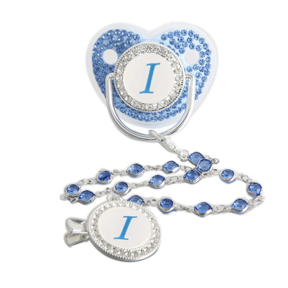 Baby Pacifier Bling – Blue Silicone Orthodontic Nipple with Rhinestone Gem Chain - ZOOMNSTORE