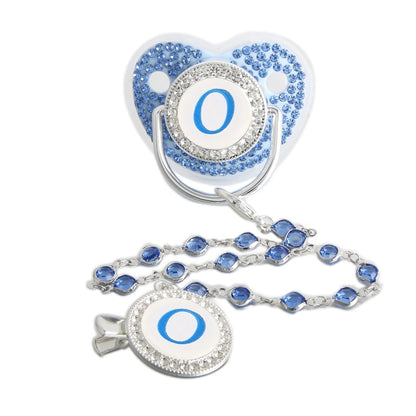 Baby Pacifier Bling – Blue Silicone Orthodontic Nipple with Rhinestone Gem Chain - ZOOMNSTORE
