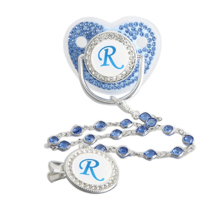 Baby Pacifier Bling – Blue Silicone Orthodontic Nipple with Rhinestone Gem Chain - ZOOMNSTORE