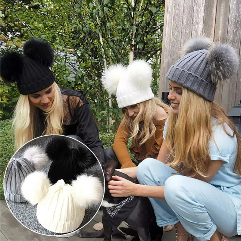 Cute Pompom Baby Hat Warm Winter Knitted Kids Baby Girl Boy Beanie Cap Solid Outdoor Infant Toddler Children Hat Bonnet - ZOOMNSTORE