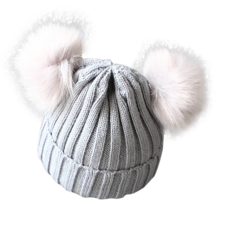 Cute Pompom Baby Hat Warm Winter Knitted Kids Baby Girl Boy Beanie Cap Solid Outdoor Infant Toddler Children Hat Bonnet - ZOOMNSTORE