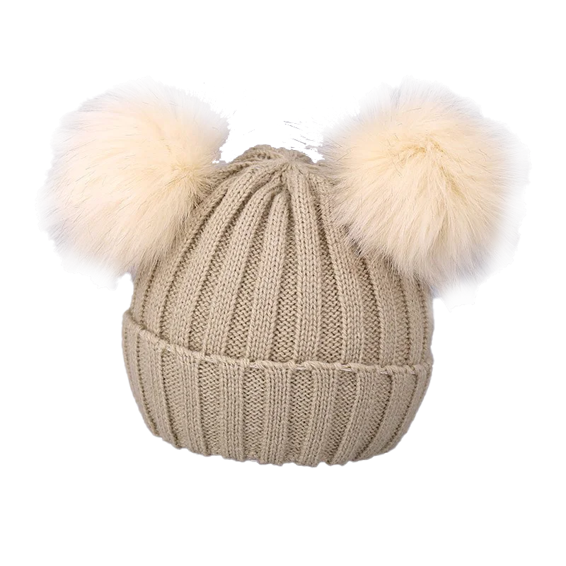 Cute Pompom Baby Hat Warm Winter Knitted Kids Baby Girl Boy Beanie Cap Solid Outdoor Infant Toddler Children Hat Bonnet - ZOOMNSTORE