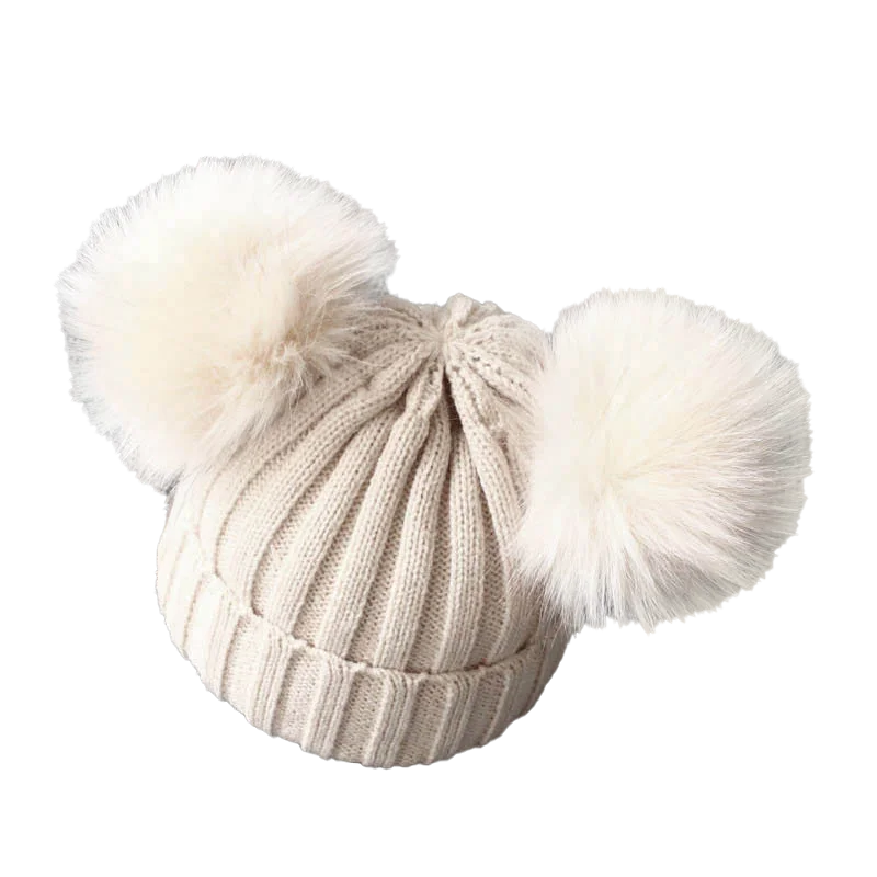 Cute Pompom Baby Hat Warm Winter Knitted Kids Baby Girl Boy Beanie Cap Solid Outdoor Infant Toddler Children Hat Bonnet - ZOOMNSTORE