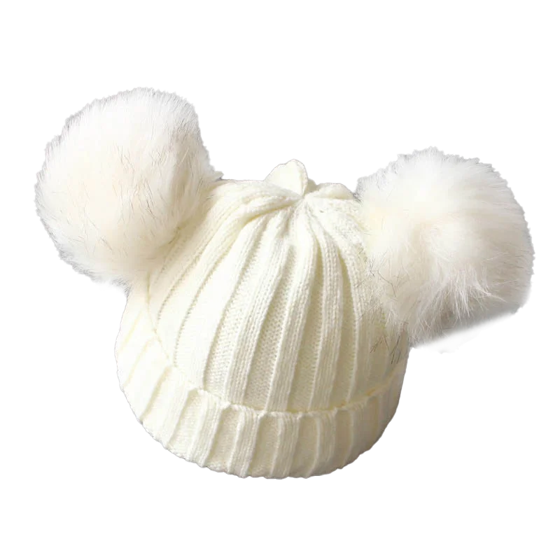 Cute Pompom Baby Hat Warm Winter Knitted Kids Baby Girl Boy Beanie Cap Solid Outdoor Infant Toddler Children Hat Bonnet - ZOOMNSTORE