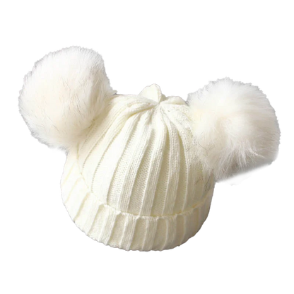 Cute Pompom Baby Hat Warm Winter Knitted Kids Baby Girl Boy Beanie Cap Solid Outdoor Infant Toddler Children Hat Bonnet - ZOOMNSTORE