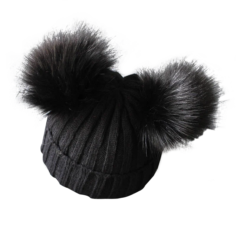 Cute Pompom Baby Hat Warm Winter Knitted Kids Baby Girl Boy Beanie Cap Solid Outdoor Infant Toddler Children Hat Bonnet - ZOOMNSTORE