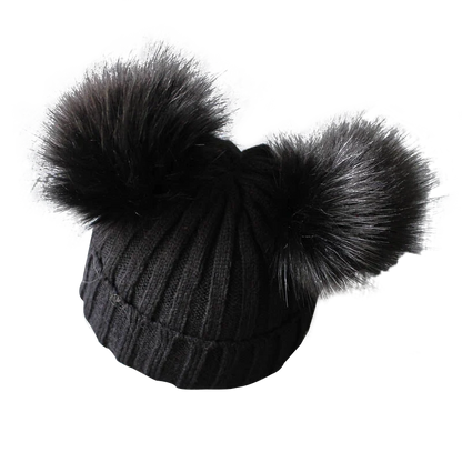Cute Pompom Baby Hat Warm Winter Knitted Kids Baby Girl Boy Beanie Cap Solid Outdoor Infant Toddler Children Hat Bonnet - ZOOMNSTORE