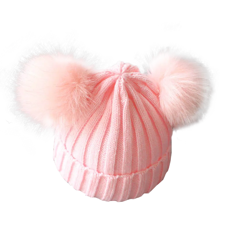 Cute Pompom Baby Hat Warm Winter Knitted Kids Baby Girl Boy Beanie Cap Solid Outdoor Infant Toddler Children Hat Bonnet - ZOOMNSTORE