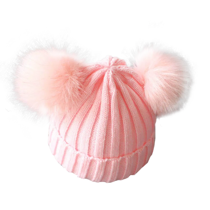 Cute Pompom Baby Hat Warm Winter Knitted Kids Baby Girl Boy Beanie Cap Solid Outdoor Infant Toddler Children Hat Bonnet - ZOOMNSTORE