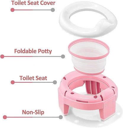 Baby Potty Seat Foldable Travel Potty - Portable Toddler Toilet Trainer With Bag - ZOOMNSTORE