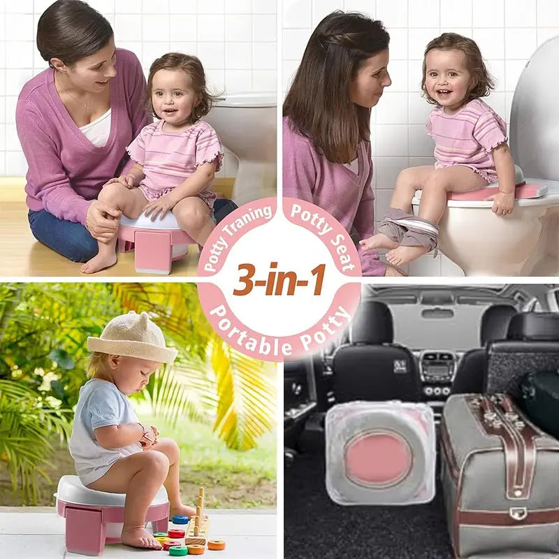 Baby Potty Seat Foldable Travel Potty - Portable Toddler Toilet Trainer With Bag - ZOOMNSTORE