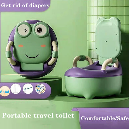 Baby Potty Seat - Portable Cartoon Frog Potty Training Aid | Unisex Toddler Toilet - ZOOMNSTORE