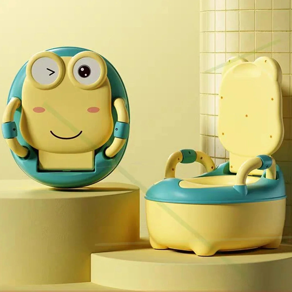 Baby Potty Seat - Portable Cartoon Frog Potty Training Aid | Unisex Toddler Toilet - ZOOMNSTORE
