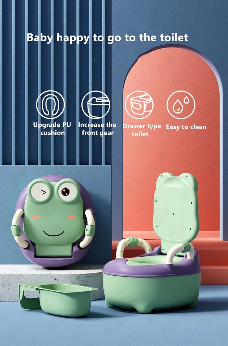 Baby Potty Seat - Portable Cartoon Frog Potty Training Aid | Unisex Toddler Toilet - ZOOMNSTORE