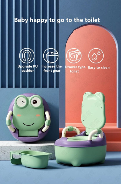 Baby Potty Seat - Portable Cartoon Frog Potty Training Aid | Unisex Toddler Toilet - ZOOMNSTORE
