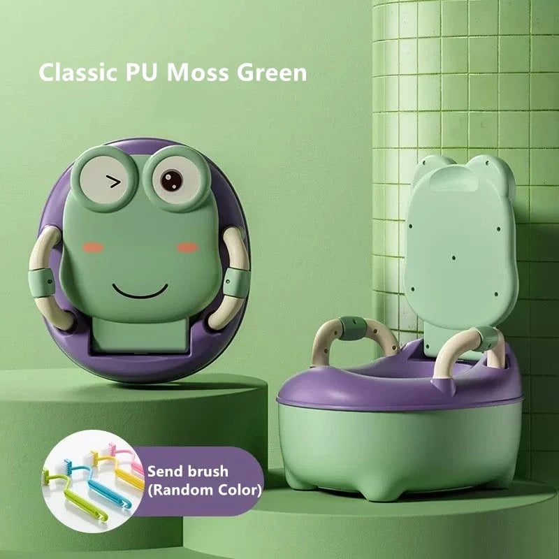 Baby Potty Seat - Portable Cartoon Frog Potty Training Aid | Unisex Toddler Toilet - ZOOMNSTORE