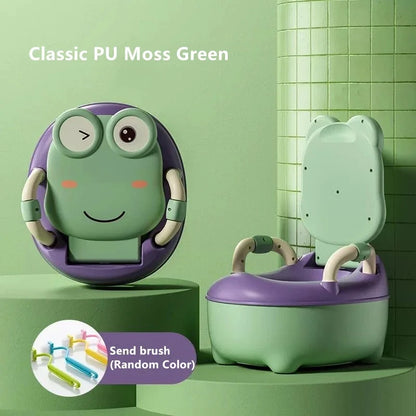 Baby Potty Seat - Portable Cartoon Frog Potty Training Aid | Unisex Toddler Toilet - ZOOMNSTORE