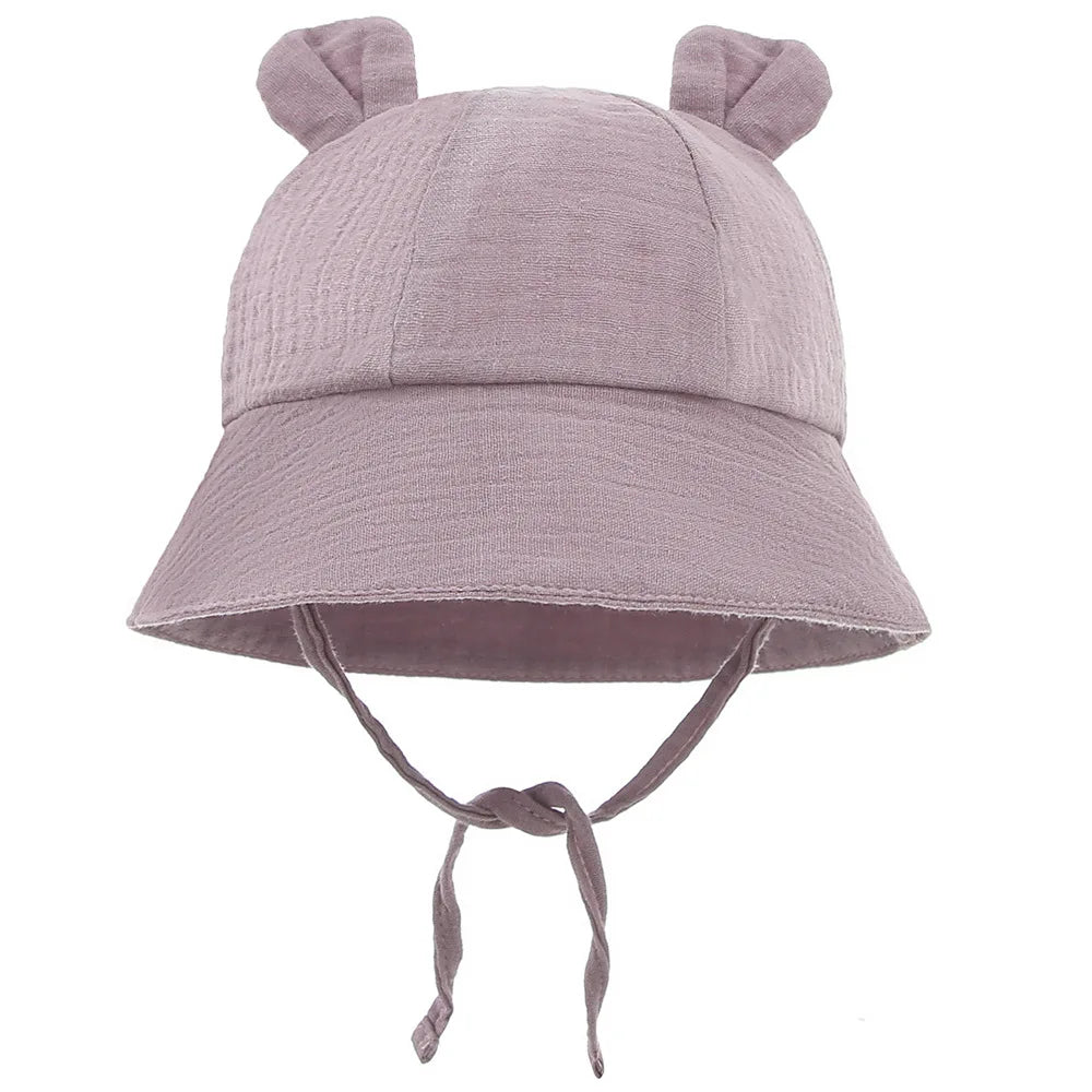 Baby Cotton Sun Hat New Children Outdoor Rabbit Ear Beach Caps Boy Girl Print Panama Hat Unisex Beach Bucket Hat For 3-12 Months - ZOOMNSTORE