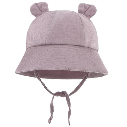 Baby Cotton Sun Hat New Children Outdoor Rabbit Ear Beach Caps Boy Girl Print Panama Hat Unisex Beach Bucket Hat For 3-12 Months - ZOOMNSTORE