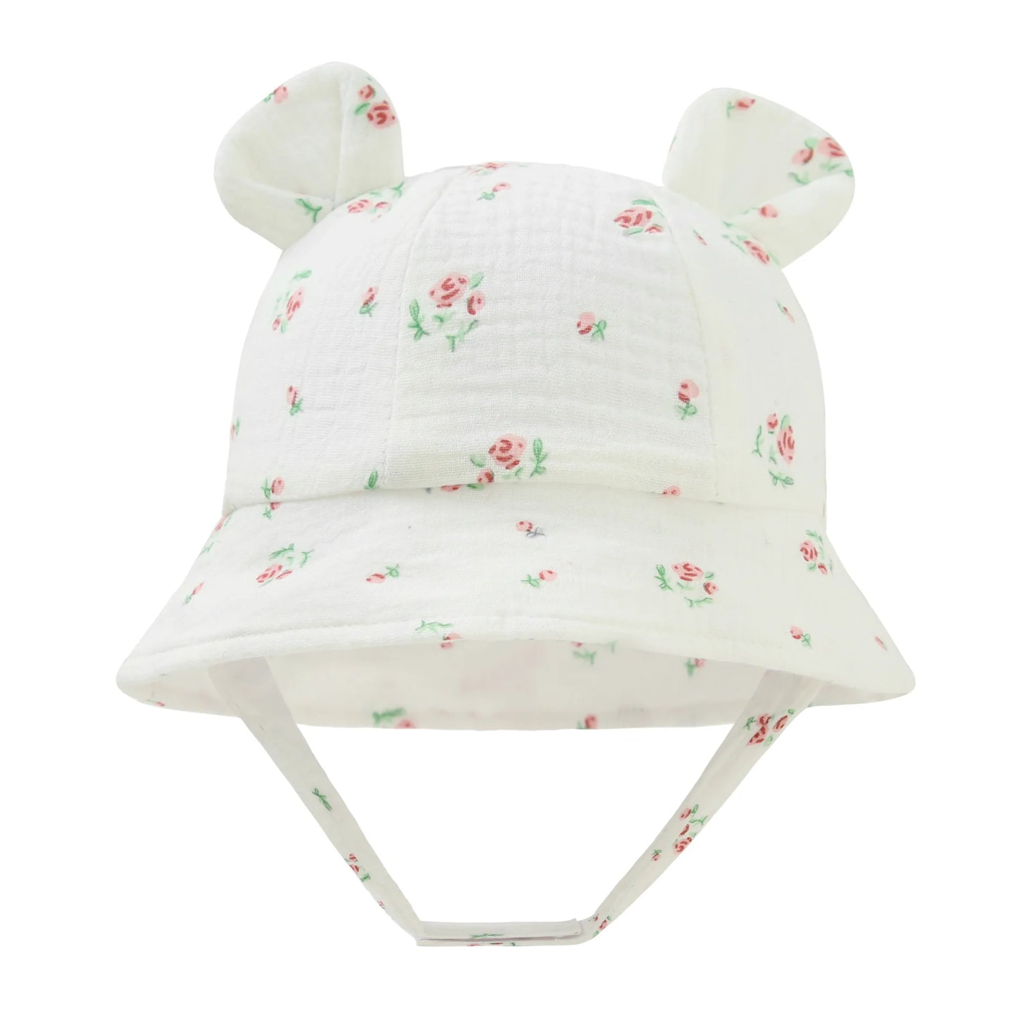 Baby Cotton Sun Hat New Children Outdoor Rabbit Ear Beach Caps Boy Girl Print Panama Hat Unisex Beach Bucket Hat For 3-12 Months - ZOOMNSTORE