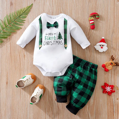 Baby Romper Cotton - Newborn Unisex Velvet Santa Elk Long Sleeve 0-18 Months - ZOOMNSTORE