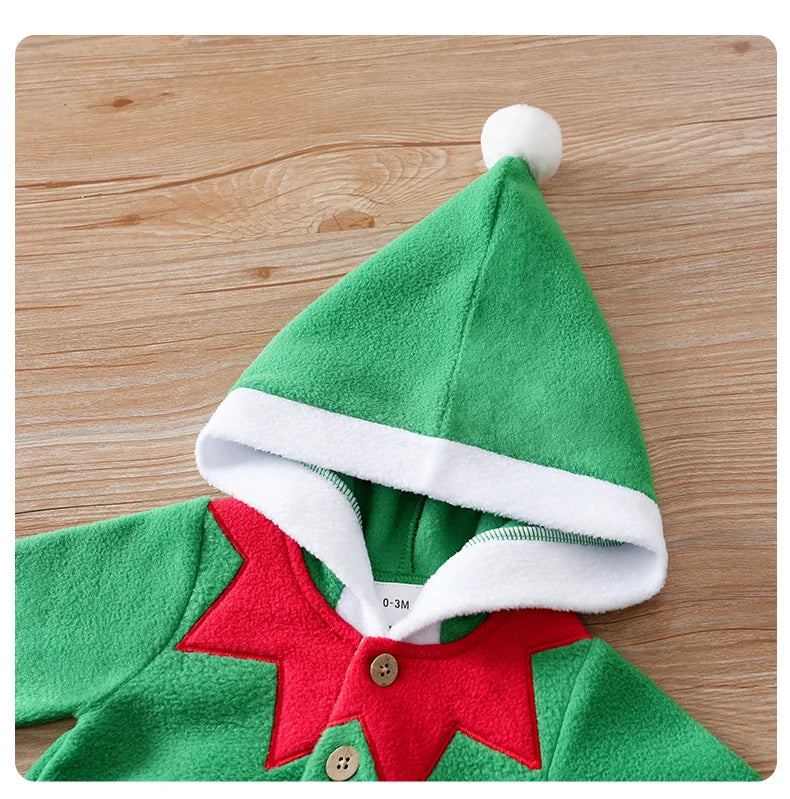 Baby Romper Cotton - Newborn Unisex Velvet Santa Elk Long Sleeve 0-18 Months - ZOOMNSTORE