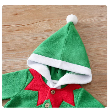 Baby Romper Cotton - Newborn Unisex Velvet Santa Elk Long Sleeve 0-18 Months - ZOOMNSTORE