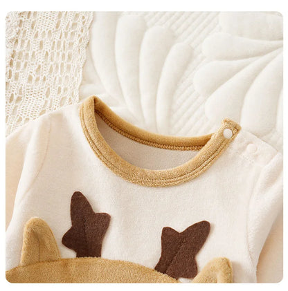 Baby Romper Cotton - Newborn Unisex Velvet Santa Elk Long Sleeve 0-18 Months - ZOOMNSTORE