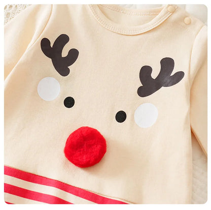 Baby Romper Cotton - Newborn Unisex Velvet Santa Elk Long Sleeve 0-18 Months - ZOOMNSTORE
