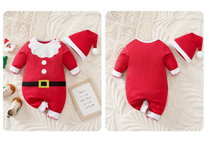 Baby Romper Cotton - Newborn Unisex Velvet Santa Elk Long Sleeve 0-18 Months - ZOOMNSTORE