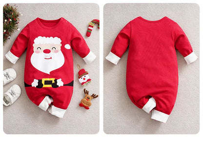 Baby Romper Cotton - Newborn Unisex Velvet Santa Elk Long Sleeve 0-18 Months - ZOOMNSTORE