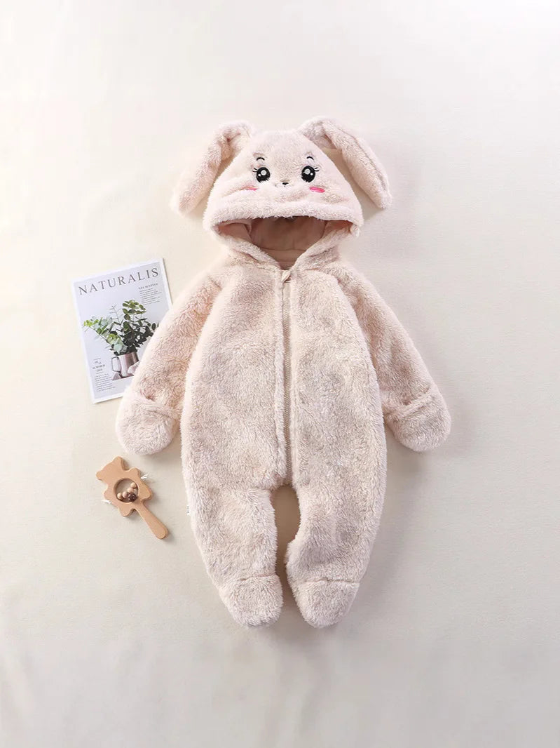 Baby Romper - Fluffy Panda Cartoon Infant Jumpsuit | Soft Cotton Warm Winter Outfit - ZOOMNSTORE