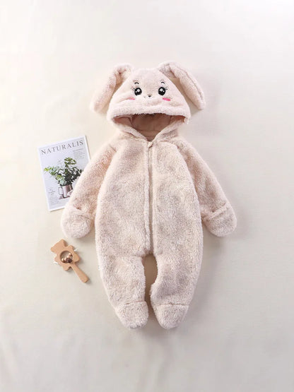 Baby Romper - Fluffy Panda Cartoon Infant Jumpsuit | Soft Cotton Warm Winter Outfit - ZOOMNSTORE