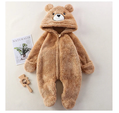 Baby Romper - Fluffy Panda Cartoon Infant Jumpsuit | Soft Cotton Warm Winter Outfit - ZOOMNSTORE