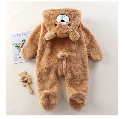 Baby Romper - Fluffy Panda Cartoon Infant Jumpsuit | Soft Cotton Warm Winter Outfit - ZOOMNSTORE