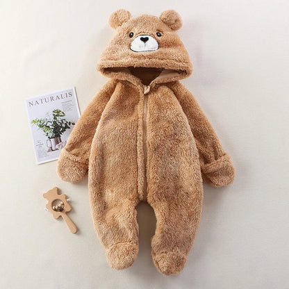 Baby Romper - Fluffy Panda Cartoon Infant Jumpsuit | Soft Cotton Warm Winter Outfit - ZOOMNSTORE