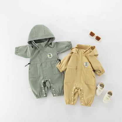 Baby Romper Jacket - Unisex Infant Jumpsuit With Hooded Zipper Closure - ZOOMNSTORE