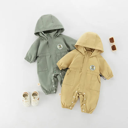 Baby Romper Jacket - Unisex Infant Jumpsuit With Hooded Zipper Closure - ZOOMNSTORE