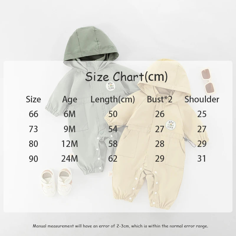 Baby Romper Jacket - Unisex Infant Jumpsuit With Hooded Zipper Closure - ZOOMNSTORE