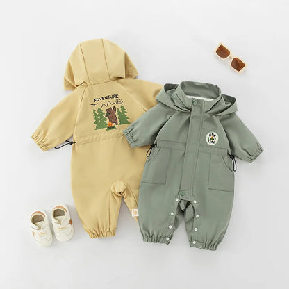 Baby Romper Jacket - Unisex Infant Jumpsuit With Hooded Zipper Closure - ZOOMNSTORE