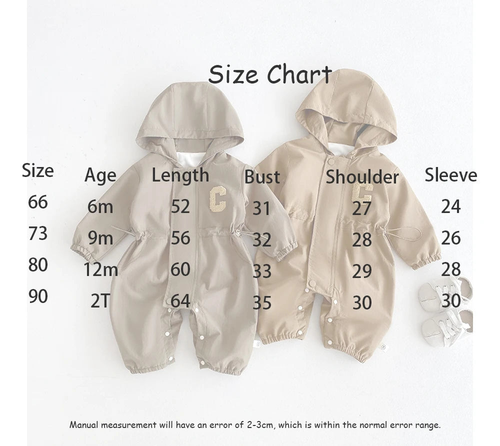 Baby Romper Jacket - Unisex Infant Jumpsuit With Hooded Zipper Closure - ZOOMNSTORE