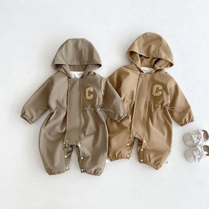 Baby Romper Jacket - Unisex Infant Jumpsuit With Hooded Zipper Closure - ZOOMNSTORE
