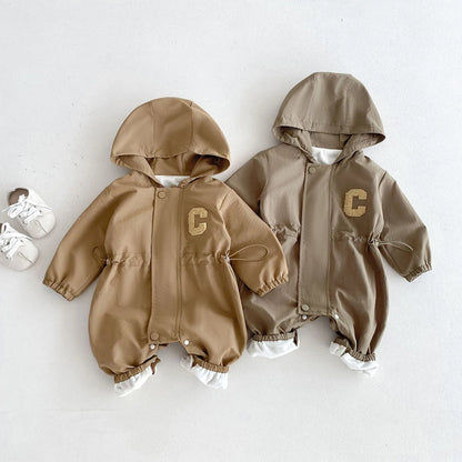 Baby Romper Jacket - Unisex Infant Jumpsuit With Hooded Zipper Closure - ZOOMNSTORE